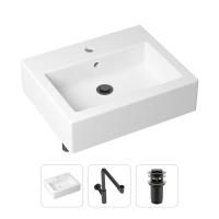 Комплект 3 в 1 Lavinia Boho Bathroom Sink 21520696: накладная фарфоровая раковина 50.5 см, металлический сифон, донный клапан