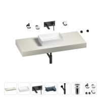 Раковина 42 см со столешницей 120 см Wellsee Pure BY Wellsee 201010902 в наборе 9 в 1: столешница, раковина, встраиваемый смеситель, сифон, выпуск, аксессуары (цвет набора матовый черный)