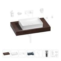 Раковина 50 см со столешницей 80 см Wellsee Pure BY Wellsee 201011150 в наборе 9 в 1: столешница, раковина, встраиваемый смеситель, сифон, выпуск, аксессуары (цвет набора матовый белый)