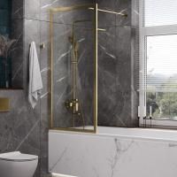 Стеклянная шторка на ванну WasserKRAFT Abens 20W01-80 Brushed gold Fixed