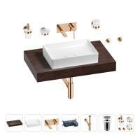 Раковина 50 см со столешницей 80 см Wellsee Pure BY Wellsee 201011149 в наборе 9 в 1: столешница, раковина, встраиваемый смеситель, сифон, выпуск, аксессуары (цвет набора розовое золото)