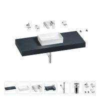Раковина 42 см со столешницей 120 см Wellsee Pure BY Wellsee 201010911 в наборе 9 в 1: столешница, раковина, встраиваемый смеситель, сифон, выпуск, аксессуары (цвет набора хром)