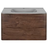 Тумба Vincea Paola 800 подвесная, 2 выкатных ящика soft close, R.Wood с умывальником VCB-2VP800G из искусственного камня, цвет серый