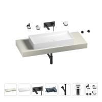 Раковина 75 см со столешницей 120 см Wellsee Pure BY Wellsee 201011687 в наборе 9 в 1: столешница, раковина, встраиваемый смеситель, сифон, выпуск, аксессуары (цвет набора матовый черный)