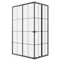 Душевое ограждение Niagara Eco NG-1018-14QKL (100х80х190) прямоугольник,раздвижное,черный,стекло клетка