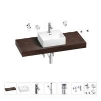 Раковина 43 см со столешницей 120 см Wellsee Graceful Pro 201012301 в наборе 10 в 1: столешница, раковина, смеситель, сифон, донный клапан, угловые вентили, аксессуары (цвет хром)