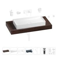 Раковина 75 см со столешницей 100 см Wellsee Pure BY Wellsee 201011630 в наборе 9 в 1: столешница, раковина, встраиваемый смеситель, сифон, выпуск, аксессуары (цвет набора матовый белый)