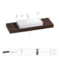 Раковина 75 см со столешницей 140 см Wellsee Pure BY Wellsee 201011860 в наборе 10 в 1: столешница, раковина, высокий смеситель, сифон, выпуск, кран-вентили, аксессуары (цвет матовый белый)