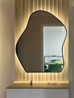 Зеркало EMZE Led Асимметричное с подсветкой и УФ-окантовкой 76x92 (черный)