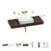 Раковина 50 см со столешницей 120 см Wellsee Pure BY Wellsee 201011389 в наборе 9 в 1: столешница, раковина, встраиваемый смеситель, сифон, выпуск, аксессуары (цвет набора розовое золото)