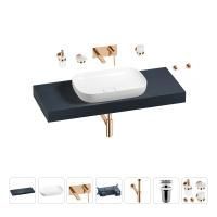 Раковина 60 см со столешницей 120 см Wellsee Croquis 201008169 в наборе 9 в 1: столешница, раковина, встраиваемый смеситель, сифон, выпуск, аксессуары (цвет набора розовое золото)