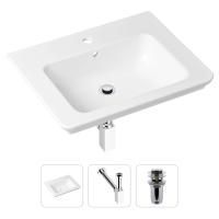 Комплект 3 в 1 Lavinia Boho Bathroom Sink 21520393: врезная фарфоровая раковина 60 см, металлический сифон, донный клапан