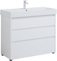 Тумба под раковину Aquanet Nova Lite 100 белый глянец (3 ящика)