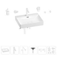 Раковина для ванной Wellsee DeSire 201007600 в наборе 9 в 1: раковина белого глянцевого цвета, смеситель, сифон, выпуск, угловые вентили, аксессуары (цвет набора матовый белый)