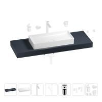Раковина 75 см со столешницей 140 см Wellsee Pure BY Wellsee 201011815 в наборе 10 в 1: столешница, раковина, высокий смеситель, сифон, выпуск, кран-вентили, аксессуары (цвет матовый белый)