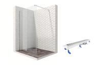Душевая перегородка Ambassador Walk-in 15031103-ST13, свободный вход, линейный трап, 110см