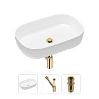 Комплект 3 в 1 Lavinia Boho Bathroom Sink 21520063: накладная фарфоровая раковина 54 см, металлический сифон, донный клапан