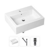 Комплект 3 в 1 Lavinia Boho Bathroom Sink 21520684: накладная фарфоровая раковина 50.5 см, металлический сифон, донный клапан