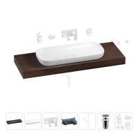 Раковина 90 см со столешницей 140 см Wellsee Croquis 201008565 в наборе 9 в 1: столешница, раковина, встраиваемый смеситель, сифон, выпуск, аксессуары (цвет набора матовый белый)