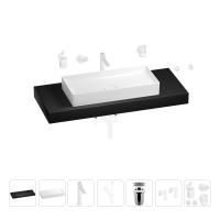 Раковина 75 см со столешницей 120 см Wellsee Pure BY Wellsee 201011780 в наборе 10 в 1: столешница, раковина, высокий смеситель, сифон, выпуск, кран-вентили, аксессуары (цвет матовый белый)