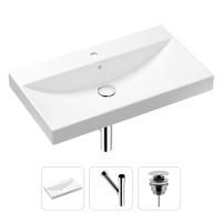 Комплект 3 в 1 Lavinia Boho Bathroom Sink 21520621: врезная фарфоровая раковина 80 см, металлический сифон, донный клапан