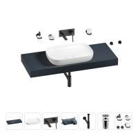 Раковина 60 см со столешницей 120 см Wellsee Croquis 201008167 в наборе 9 в 1: столешница, раковина, встраиваемый смеситель, сифон, выпуск, аксессуары (цвет набора матовый черный)