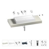 Раковина 75 см со столешницей 120 см Wellsee Pure BY Wellsee 201011686 в наборе 9 в 1: столешница, раковина, встраиваемый смеситель, сифон, выпуск, аксессуары (цвет набора хром)