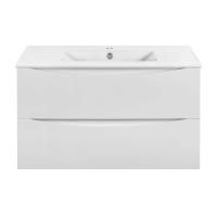 Тумба под раковину Vincea Mia Slim 900 подвесная, 2 выкатных ящика soft close, G.White