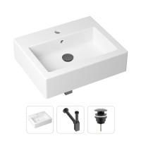 Комплект 3 в 1 Lavinia Boho Bathroom Sink 21520667: накладная фарфоровая раковина 50.5 см, металлический сифон, донный клапан