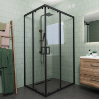 Душевой угол Veconi Rovigo RV-14, 1200x1000x1950, черный, стекло прозрачное