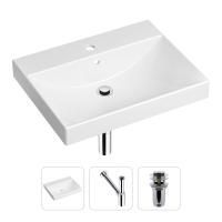 Комплект 3 в 1 Lavinia Boho Bathroom Sink 21520546: врезная фарфоровая раковина 60 см, металлический сифон, донный клапан