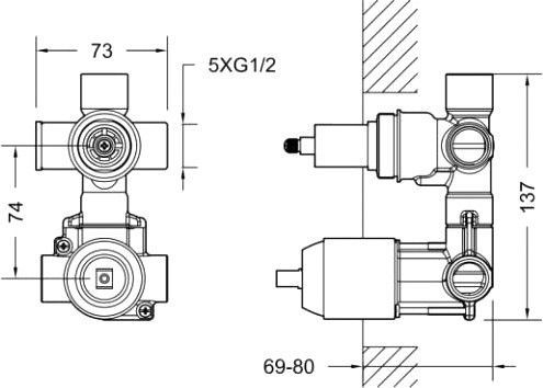 Набор смеситель для ванны и душа Bravat встраиваемый F817CP-2-SET