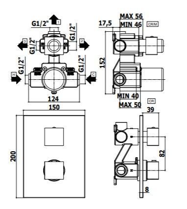 Смеситель для ванны с душем скрытого монтажа Paffoni LEVEL LEQ519NO/M термостатический