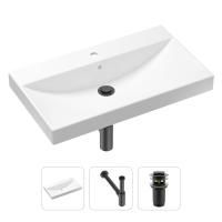 Комплект 3 в 1 Lavinia Boho Bathroom Sink 21520602: врезная фарфоровая раковина 80 см, металлический сифон, донный клапан