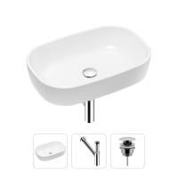 Комплект 3 в 1 Lavinia Boho Bathroom Sink 21520036: накладная фарфоровая раковина 54 см, металлический сифон, донный клапан