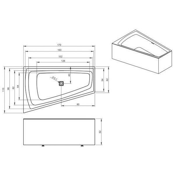 Акриловая ванна Riho Still Smart Plug&Play R 170x110 BD15C0500000000