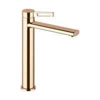 Высокий отдельностоящий смеситель для раковины (умывальника) на столешницу Wellsee ONCE! and forever 182409000, излив 110/156 мм (цвет розовое золото)