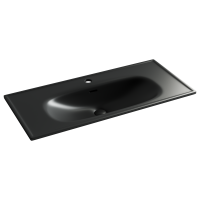 Раковина накладная Ceramicanova Sabo, прямоугольная  с отверстием под смеситель 1000x460x130, цвет черный матовый. Для установки на мебель, арт. CN13003MB