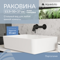 Aqueduto ESPIRAL Раковина накладная прямоугольная 370*500, белый глянцевый