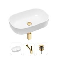 Комплект 3 в 1 Lavinia Boho Bathroom Sink 21520020: накладная фарфоровая раковина 54 см, металлический сифон, донный клапан