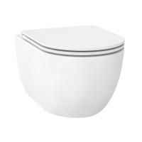 Безободковый подвесной унитаз в наборе 2 в 1: чаша подвесного унитаза, быстросъемное сиденье микролифт, цвет матовый белый Wellsee Chalice Perfection 182608001