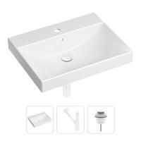Комплект 3 в 1 Lavinia Boho Bathroom Sink 21520585: врезная фарфоровая раковина 60 см, металлический сифон, донный клапан