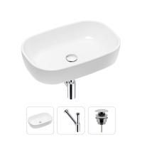 Комплект 3 в 1 Lavinia Boho Bathroom Sink 21520006: накладная фарфоровая раковина 54 см, металлический сифон, донный клапан