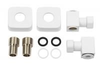 Уголок квадратный для полотенцесушителей 3/4" х 1/2" гайка-штуцер, с эксцентриком и отражателем белый матовый