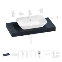 Раковина 65 см со столешницей 100 см Wellsee Eclatant 201013070 в наборе 10 в 1: столешница, раковина, смеситель, сифон, донный клапан, угловые вентили, аксессуары (цвет матовый белый)