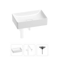 Раковина для ванной Wellsee Pure BY Wellsee 201001225 в наборе 3 в 1: прямоугольная раковина белого глянцевого цвета, сифон, выпуск в цвете матовый белый