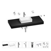 Раковина 42 см со столешницей 120 см Wellsee Pure BY Wellsee 201010966 в наборе 10 в 1: столешница, раковина, высокий смеситель, сифон, выпуск, кран-вентили, аксессуары (цвет хром)