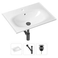 Комплект 3 в 1 Lavinia Boho Bathroom Sink 21520440: врезная фарфоровая раковина 60 см, металлический сифон, донный клапан