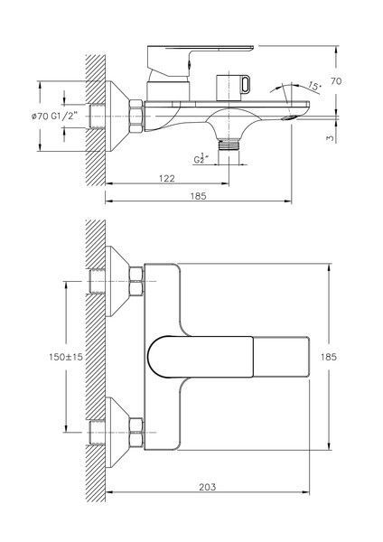 Смеситель для ванны Haiba HB60505-8