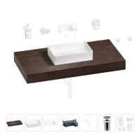 Раковина 42 см со столешницей 100 см Wellsee Pure BY Wellsee 201010860 в наборе 9 в 1: столешница, раковина, встраиваемый смеситель, сифон, выпуск, аксессуары (цвет набора матовый белый)